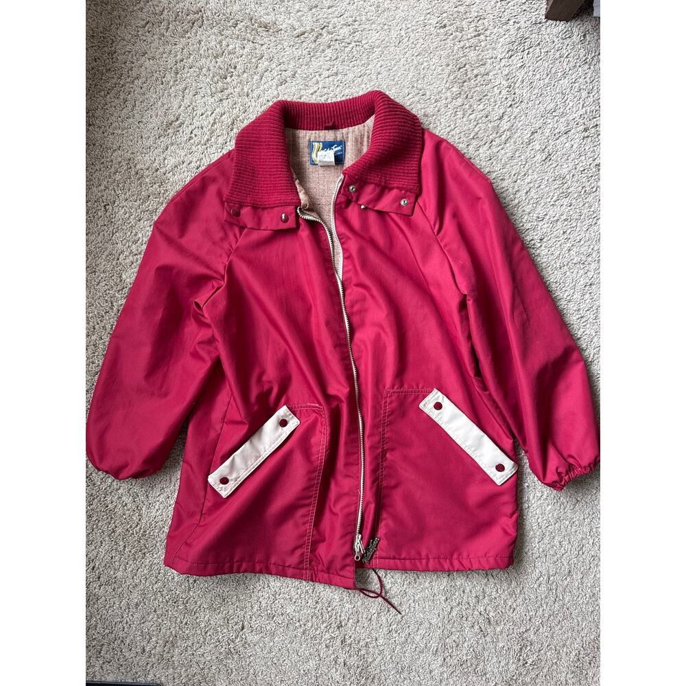 70s Vintage Weather Tamer Red Jacket with White Accents